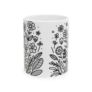Floral Pattern Ceramic Mug - Glossy - Dipaliz - Mugs