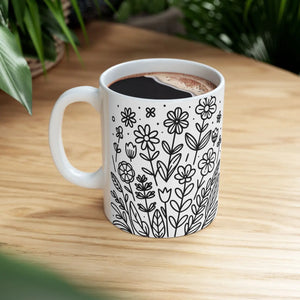 Floral Pattern Ceramic Mug - Glossy - Dipaliz - Mugs