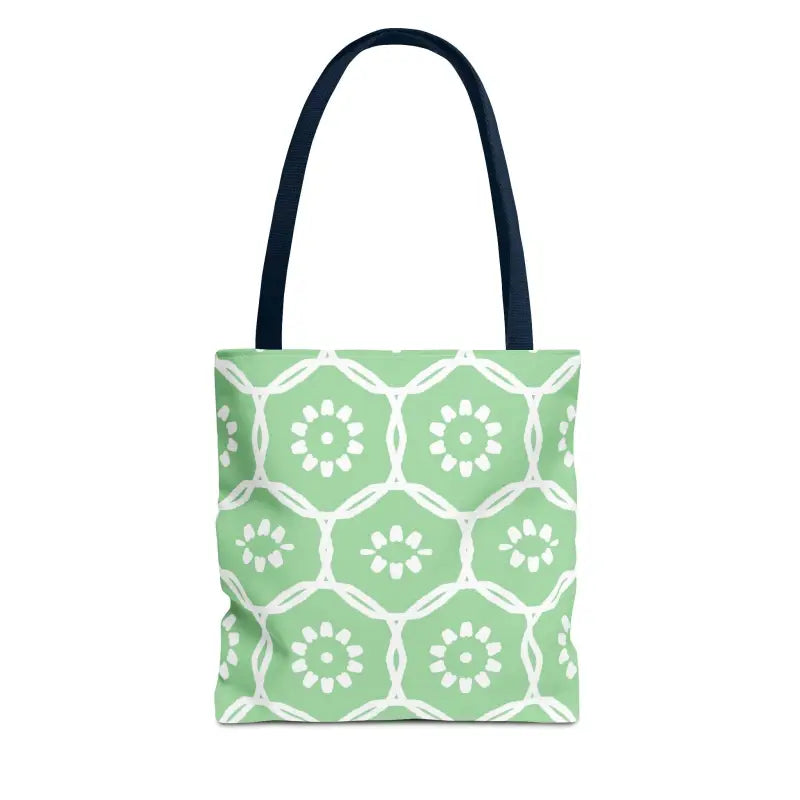 Floral Pattern on Green Aop Tote Bag - Bags