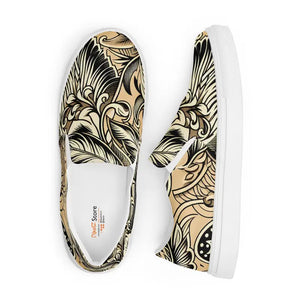 Women’s Slip-on Canvas Shoes Floral Pattern Beige - Dipaliz - Sneakers