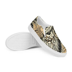 Women’s Slip-on Canvas Shoes Floral Pattern Beige - Dipaliz - Sneakers
