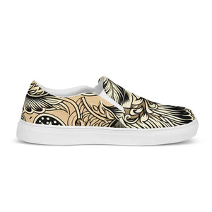 Women’s Slip-on Canvas Shoes Floral Pattern Beige - Dipaliz - Sneakers
