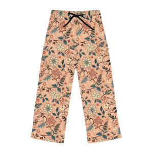 Floral Pattern Pajama Pants Peach Loungewear Staple - Dipaliz - Pajamas
