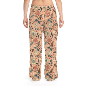 Floral Pattern Pajama Pants Peach Loungewear Staple - Dipaliz - Pajamas