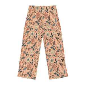 Floral Pattern Pajama Pants Peach Loungewear Staple - Dipaliz - Pajamas