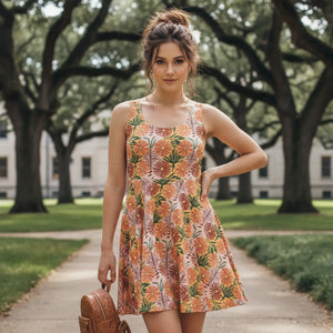 Floral Skater Dress – Polyester Spandex Dipaliz - Dresses - Xs