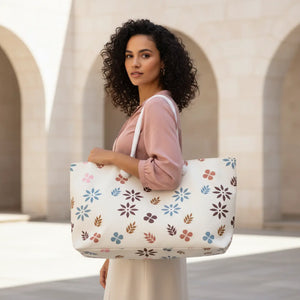 Floral Pattern Oversized Polyester Weekender - Dipaliz - Tote Bags