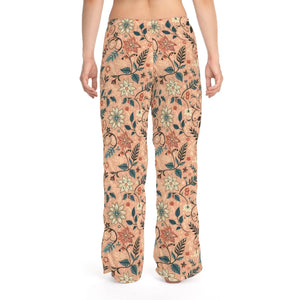 Floral Pattern Pajama Pants - Peach Loungewear Staple - Dipaliz - Pajamas