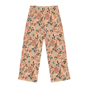 Floral Pattern Pajama Pants - Peach Loungewear Staple - Dipaliz - Pajamas
