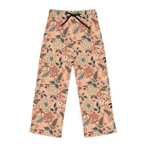 Floral Pattern Pajama Pants - Peach Loungewear Staple - Dipaliz - Pajamas