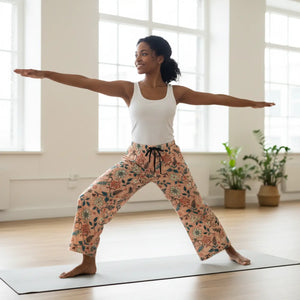 Floral Pattern Pajama Pants - Peach Loungewear Staple - Dipaliz - Pajamas