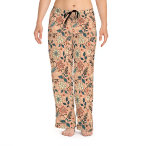 Floral Pattern Pajama Pants - Peach Loungewear Staple - Dipaliz - Pajamas