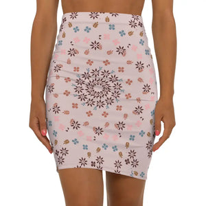 Floral Pattern Mini Skirt - Stretchy Comfort Style - Dipaliz - Xs / Black Stitching - Skirts