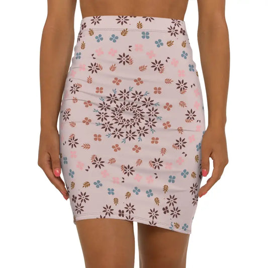 Floral Pattern Women’s Mini Skirt - Stylish Stretch Fit - Xs / Black Stitching Skirts