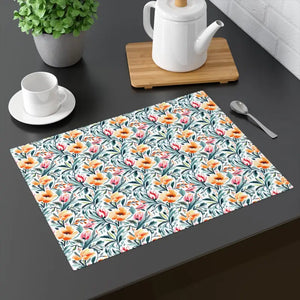 Floral Pattern Placemat - Vibrant Cotton Table Decor - Dipaliz - 18’’ × 14’’ - Placemats