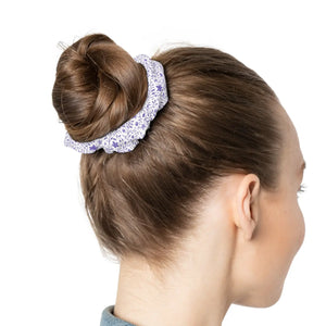 Floral Pattern Scrunchie Purple Hair Accessory Gift for Her Boho Tie Spring Fashion Band - Accessories