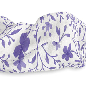 Floral Pattern Scrunchie Purple Hair Accessory Gift for Her Boho Tie Spring Fashion Band - Accessories