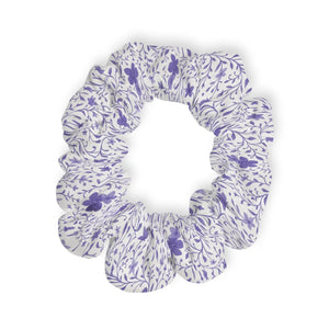 Floral Pattern Scrunchie Purple Hair Accessory Gift for Her Boho Tie Spring Fashion Band - Accessories
