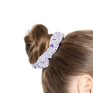 Floral Pattern Scrunchie Purple Hair Accessory Gift for Her Boho Tie Spring Fashion Band - Accessories