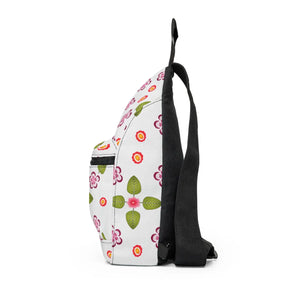 Floral Pattern Sling Bag - Pink & Green Flower Crossbody Pack - Cross Body Bags