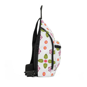 Floral Pattern Sling Bag - Pink & Green Flower Crossbody Pack - Cross Body Bags