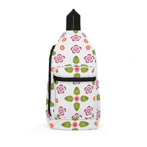 Floral Pattern Sling Bag - Pink & Green Flower Crossbody Pack - Cross Body Bags