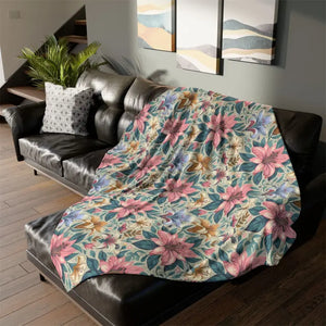 Soft Polyester Blanket - Floral One-sided Print - Dipaliz - Home Decor