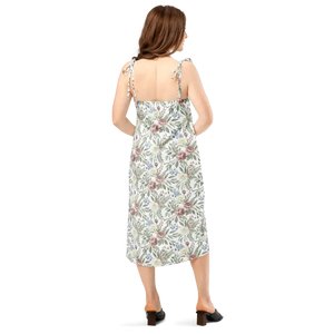 Floral Midi Dress with Built-in Bra - Garden Party Ready - Dipaliz - Dresses