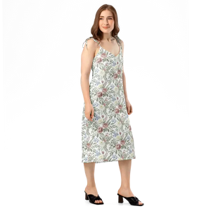 Floral Midi Dress with Built-in Bra - Garden Party Ready - Dipaliz - Dresses