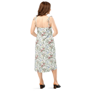 Floral Midi Dress – Built-in Bra Tie Straps - Dipaliz - Dresses - Xs