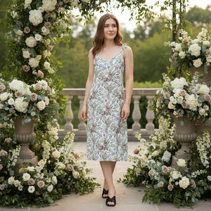 Floral Midi Dress – Built-in Bra Tie Straps - Dipaliz - Dresses - Xs