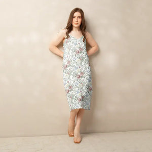 Floral Midi Dress with Built-in Bra - Garden Party Ready - Dipaliz - Xs - Dresses