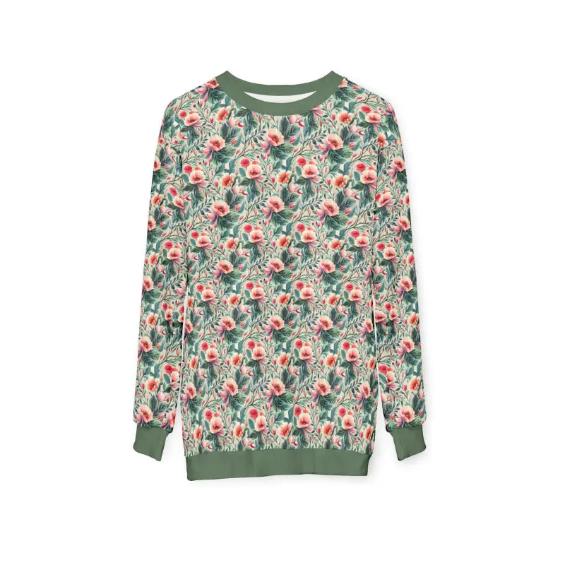 Floral Unisex Crewneck Sweatshirt - Cozy Polyester Cotton Blend - All Over Prints