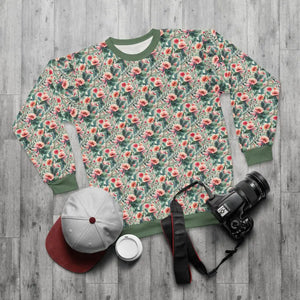 All Over Prints - Floral Pattern Unisex Sweatshirt Polyester Cotton Blend - Dipaliz Xs