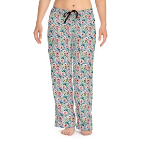 Women’s Pajama Pants - Floral Pattern Sleepwear - Dipaliz - m / White Stitching