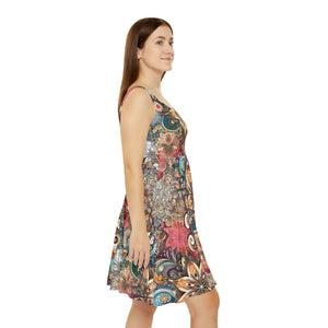 Floral Skater Dress Bold Pattern 290gsm Fabric - Dipaliz - Dresses - Xs