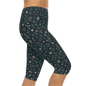 Women’s Capri Leggings - Floral Comfort Workout Style - Dipaliz