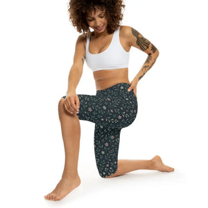 Women’s Capri Leggings - Floral Comfort Workout Style - Dipaliz