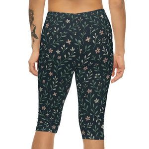 Women’s Capri Leggings - Floral Comfort Workout Style - Dipaliz