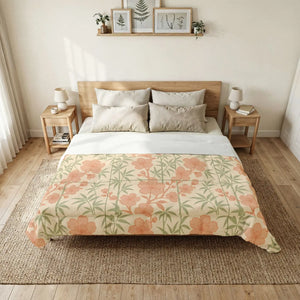 Peach Cotton Comforter – Vintage Floral Bedding - Dipaliz - Quilts & Comforters