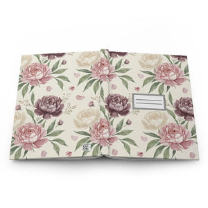 Floral Peonies Hardcover Journal, Vintage Pink Botanical Notebook - Journals