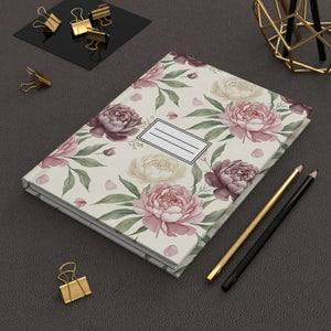 Floral Peonies Hardcover Journal, Vintage Pink Botanical Notebook - Journals