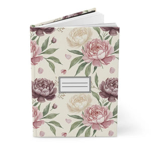 Floral Peonies Hardcover Journal, Vintage Pink Botanical Notebook - Journals