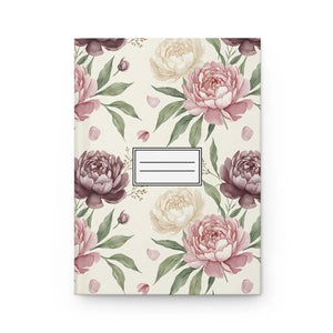 Floral Peonies Hardcover Journal, Vintage Pink Botanical Notebook - Journals