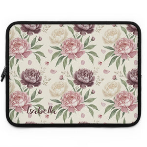 Floral Peony Laptop Sleeve, Personalized ?Isabella’ Vintage Rose Design - Sleeves