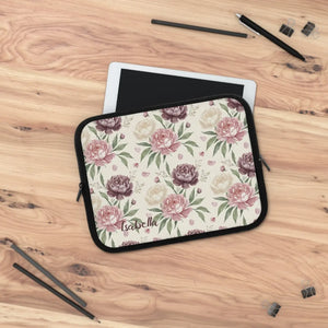 Floral Peony Laptop Sleeve, Personalized ?Isabella’ Vintage Rose Design - Sleeves