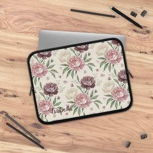 Floral Peony Laptop Sleeve, Personalized ?Isabella’ Vintage Rose Design - Sleeves