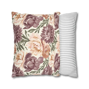 Floral Peony Pillowcase - Mauve Decorative Throw Pillow - Dipaliz - Pillows
