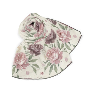 Floral Peony Scarf – Vintage Rose Pattern Lightweight Polyester - Scarves & Shawls