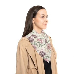 Floral Peony Scarf – Vintage Rose Pattern Lightweight Polyester - Scarves & Shawls